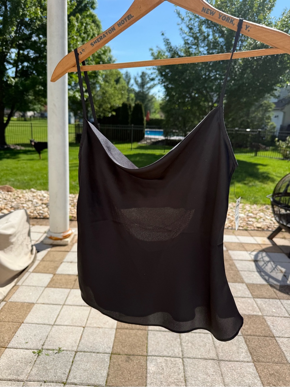 Express Black Cowl Neck Silk-Look Camisole with Spaghetti Straps
